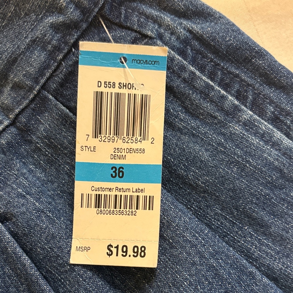Club Room Dark Blue Jean Shorts Wrinkle Resistant Sz 36 - Picture 7 of 8